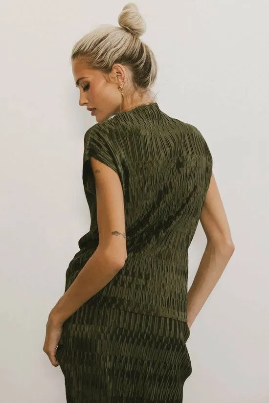 Bohme Dream Textured Top In Dark Moss Dark Moss Women Sets