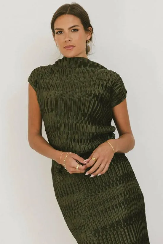 Bohme Dream Textured Top In Dark Moss Dark Moss Women Sets