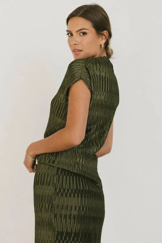 Bohme Dream Textured Top In Dark Moss Dark Moss Women Sets