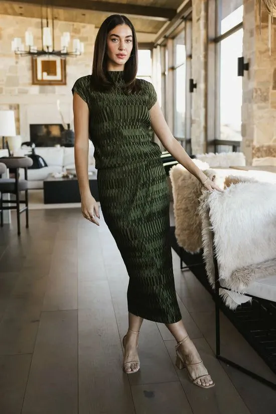 Bohme Dream Textured Top In Dark Moss Dark Moss Women Sets