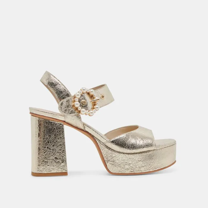 Heels Women Dolce Vita Bobby Pearl Heels Vintage Gold Pearls