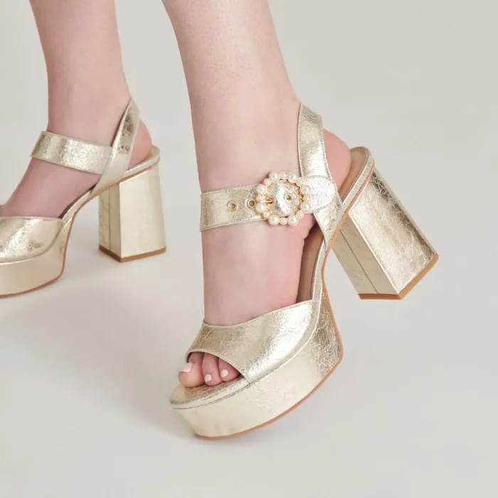 Heels Women Dolce Vita Bobby Pearl Heels Vintage Gold Pearls