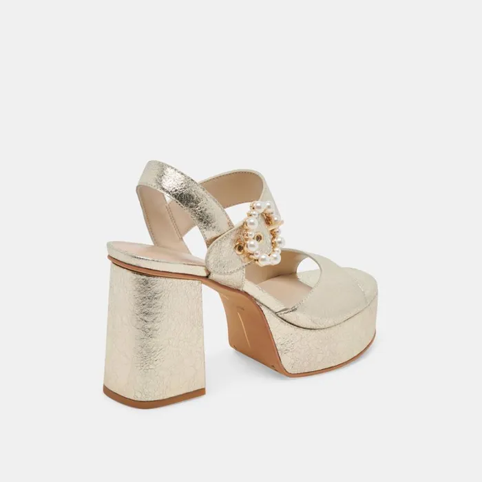 Heels Women Dolce Vita Bobby Pearl Heels Vintage Gold Pearls