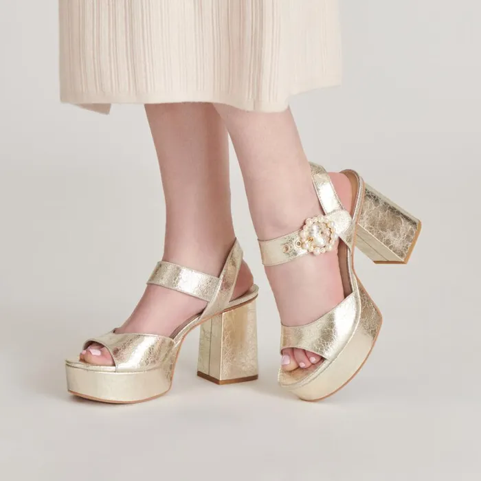 Heels Women Dolce Vita Bobby Pearl Heels Vintage Gold Pearls