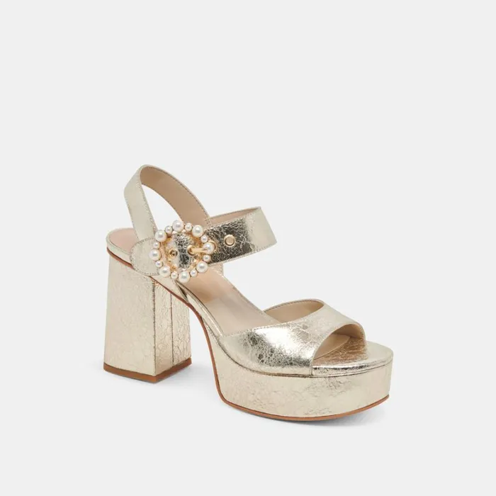 Heels Women Dolce Vita Bobby Pearl Heels Vintage Gold Pearls