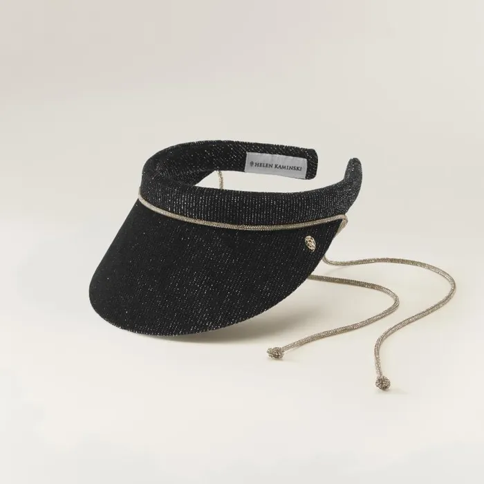 Helen Kaminski Venus Black Sparkle Hats Visors