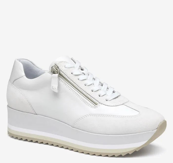 JohnstonandMurphy Sneakers Gracie SideZip Lace Up White Calfskinsuede 8211 Women JohnstonandMurphy Sneakers Gracie SideZip Lace Up White Calfskinsuede 8211 Women