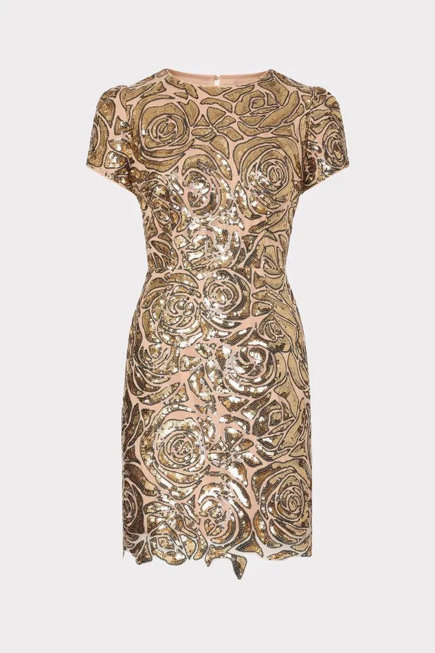 Milly Dresses Women Kyla Rose Sequins Mini Dress Gold