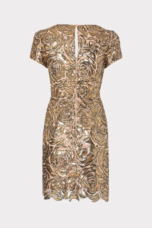 Milly Dresses Women Kyla Rose Sequins Mini Dress Gold