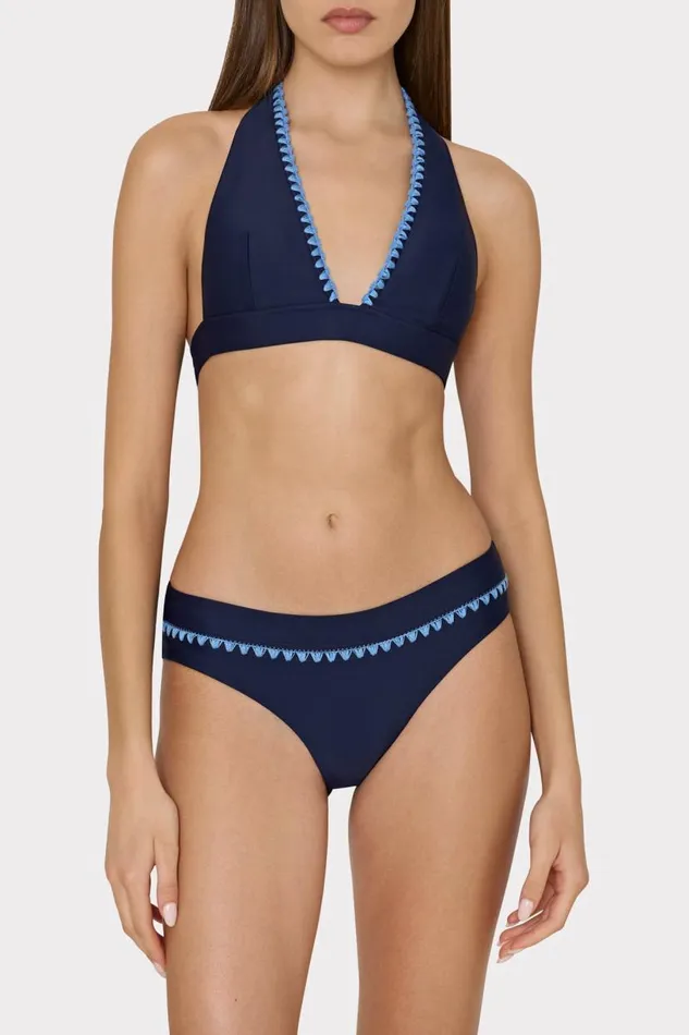 Milly Swim and Coverups Women Crochet Stitch Halter Bikini Top Navyblue Milly Swim and Coverups Women Crochet Stitch Halter Bikini Top Navyblue