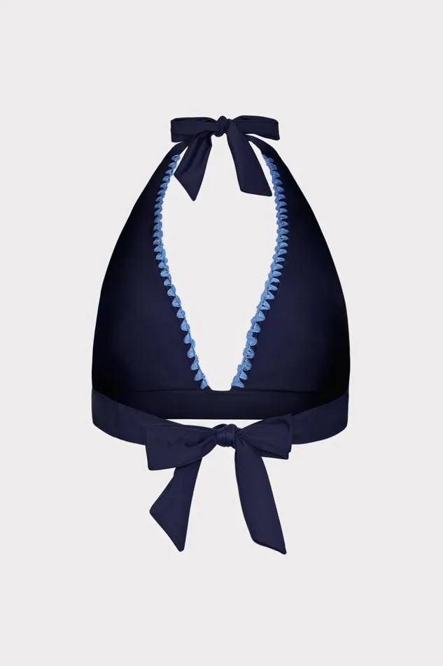 Milly Swim and Coverups Women Crochet Stitch Halter Bikini Top Navyblue Milly Swim and Coverups Women Crochet Stitch Halter Bikini Top Navyblue
