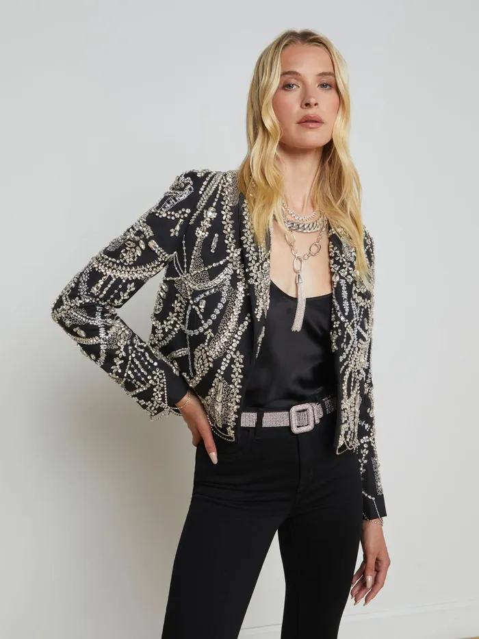 Noely Crystal Blazer Blackclear Crystal Women L039Agence Blazers and Jackets