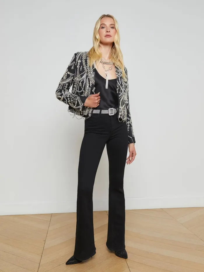 Noely Crystal Blazer Blackclear Crystal Women L039Agence Blazers and Jackets