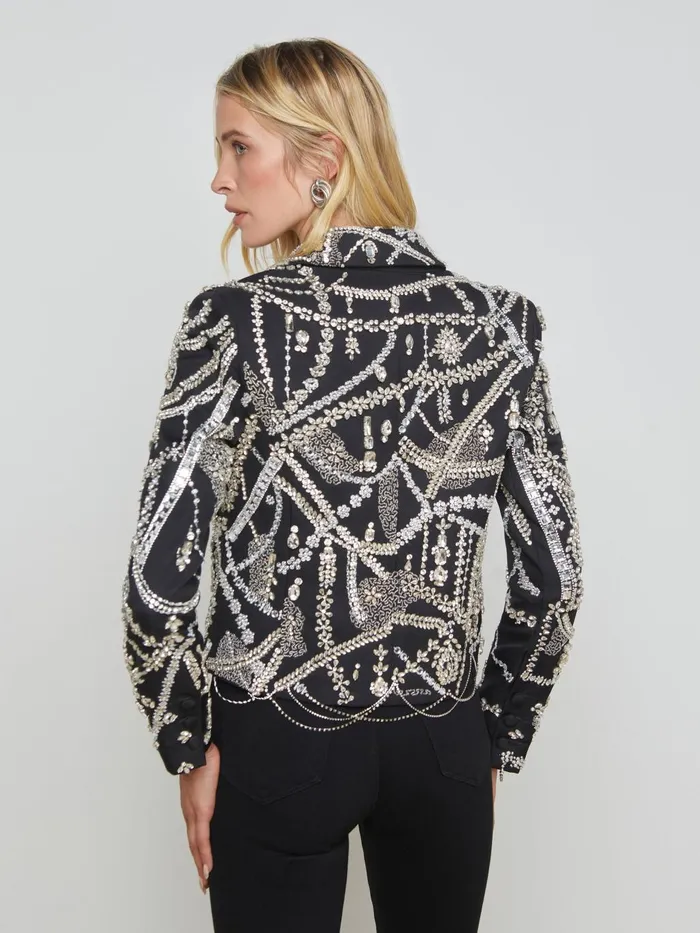Noely Crystal Blazer Blackclear Crystal Women L039Agence Blazers and Jackets