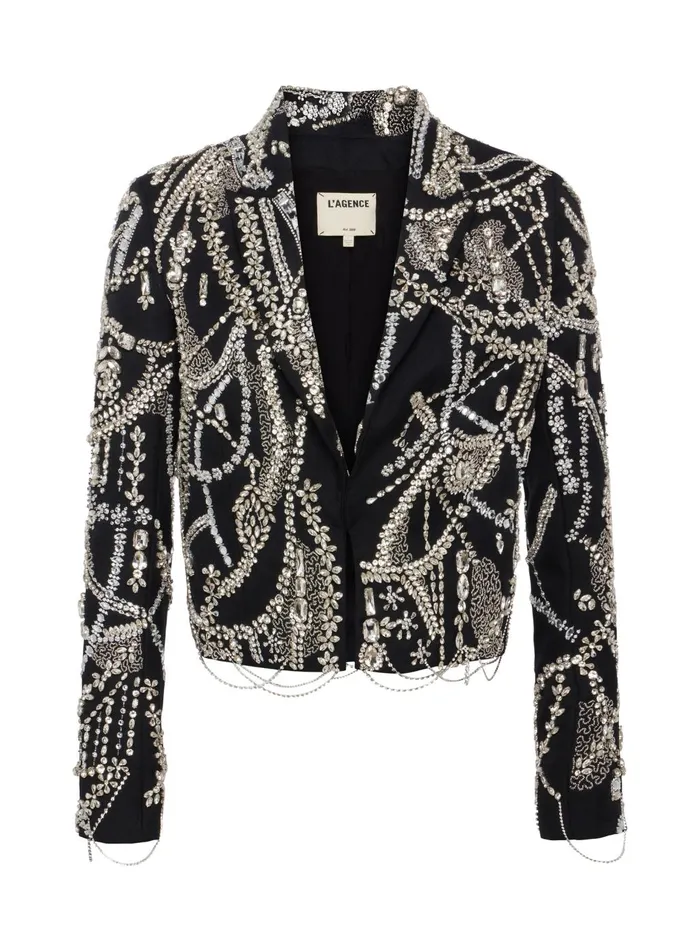 Noely Crystal Blazer Blackclear Crystal Women L039Agence Blazers and Jackets