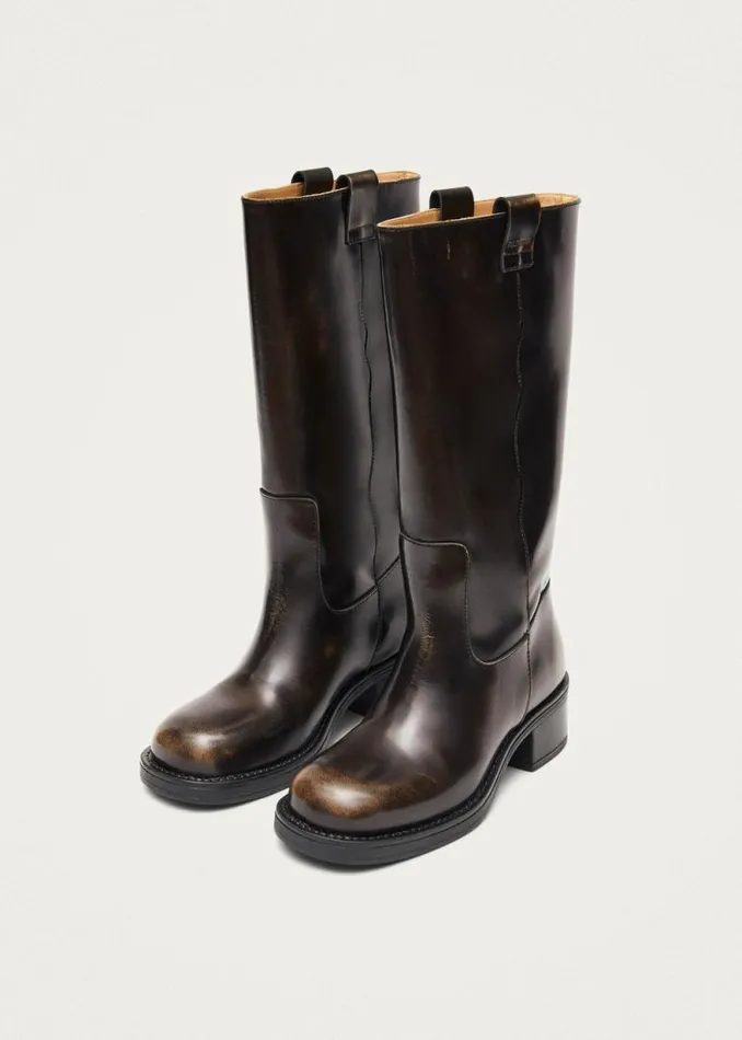 Sajan Brown Leather Boots Women ALOHAS Boots