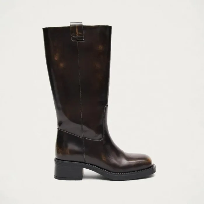 Sajan Brown Leather Boots Women ALOHAS Boots