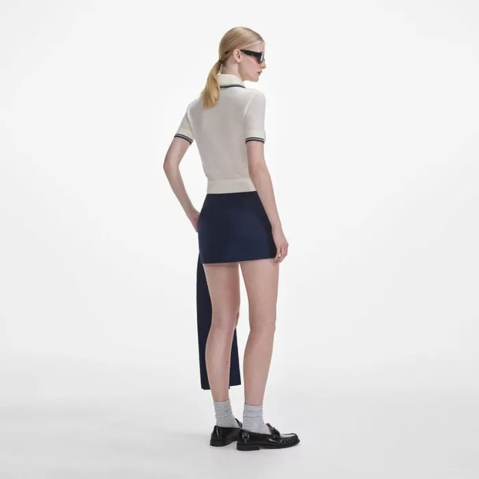 Self Portrait Tops Cream Knit SP Polo Top 8211 Women