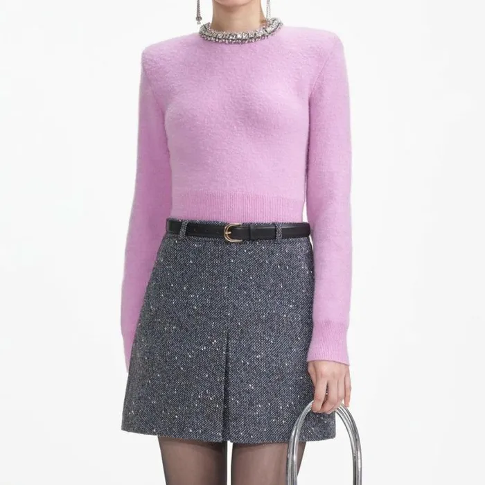 Self Portrait Tops Pink Embellished Knit Top 8211 Women