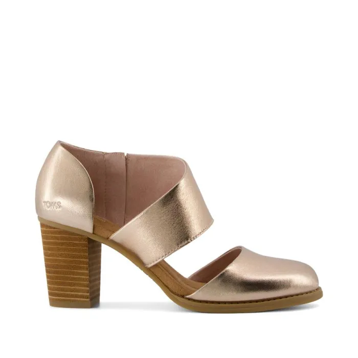Toms Heels and Wedges Milan Closed Toe Heel Rose Gold Metallic Nappa Leather 8211 Women