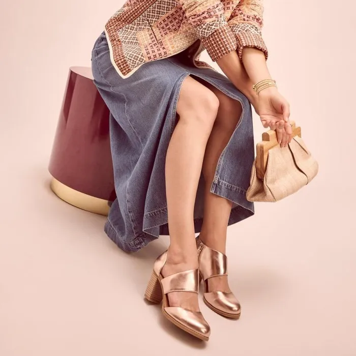 Toms Heels and Wedges Milan Closed Toe Heel Rose Gold Metallic Nappa Leather 8211 Women Toms Heels and Wedges Milan Closed Toe Heel Rose Gold Metallic Nappa Leather 8211 Women