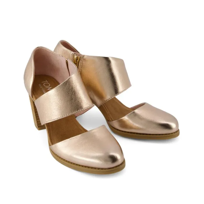 Toms Heels and Wedges Milan Closed Toe Heel Rose Gold Metallic Nappa Leather 8211 Women Toms Heels and Wedges Milan Closed Toe Heel Rose Gold Metallic Nappa Leather 8211 Women