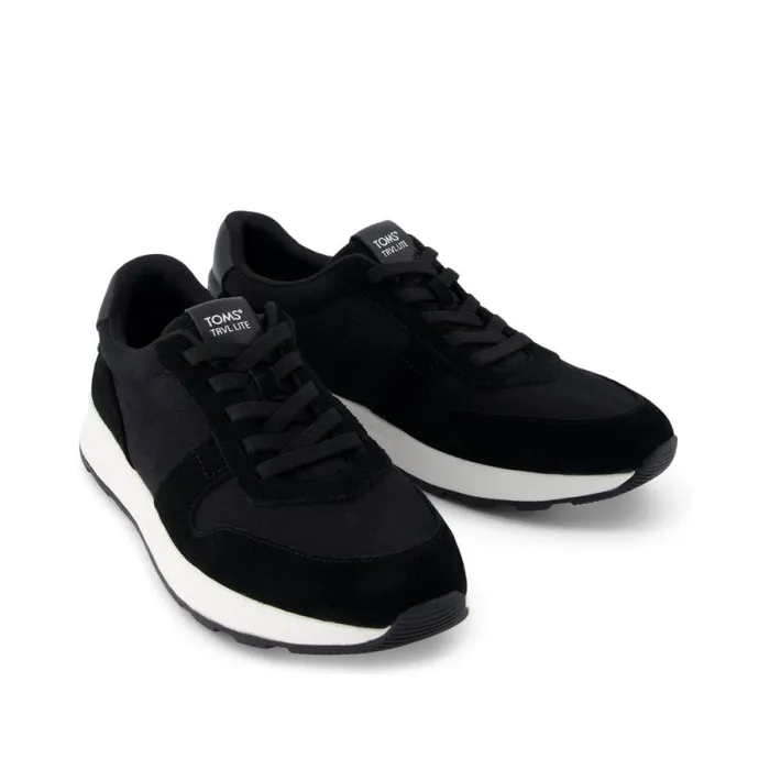 Toms Slip Ons TRVL LITE Retro Runner Sneaker Water Repellent Black Suede 8211 Men