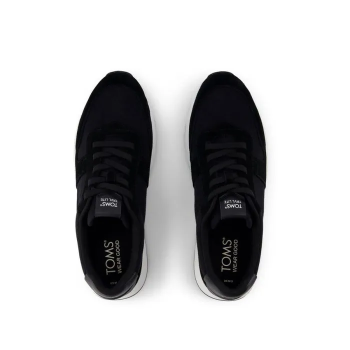 Toms Slip Ons TRVL LITE Retro Runner Sneaker Water Repellent Black Suede 8211 Men