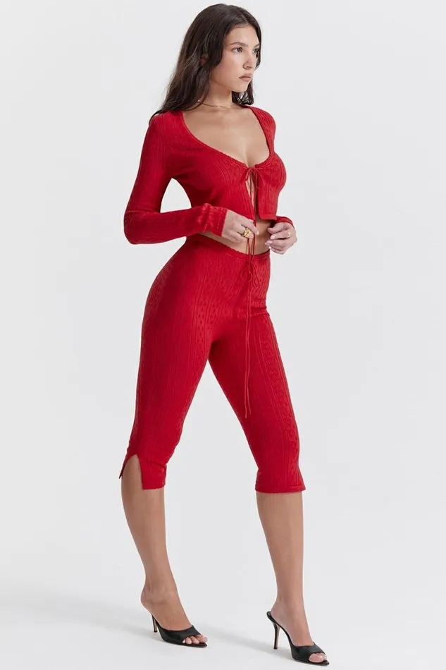 Women Abigail Cherry Knit Capri Trousers House Of CB Bottoms