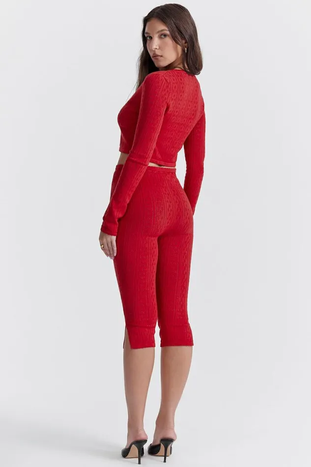 Women Abigail Cherry Knit Capri Trousers House Of CB Bottoms