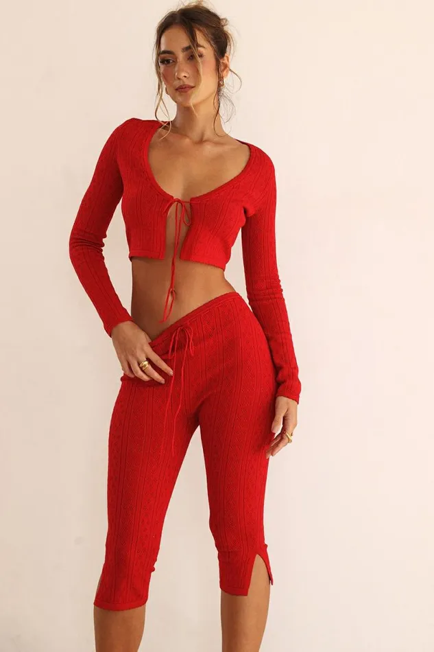 Women Abigail Cherry Knit Capri Trousers House Of CB Bottoms