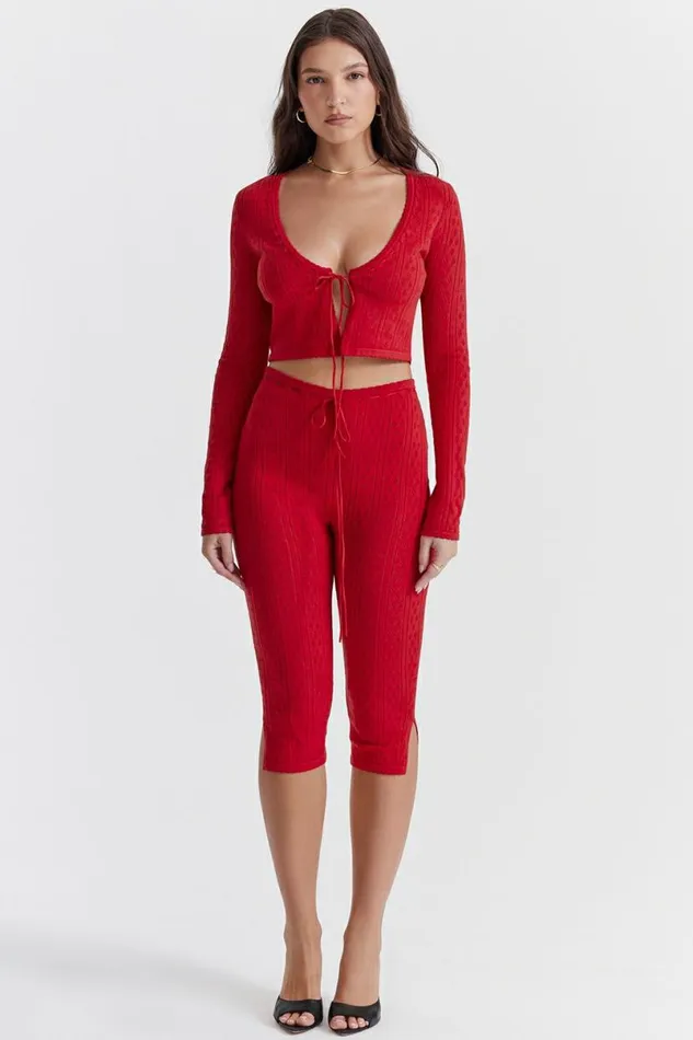 Women Abigail Cherry Knit Capri Trousers House Of CB Bottoms