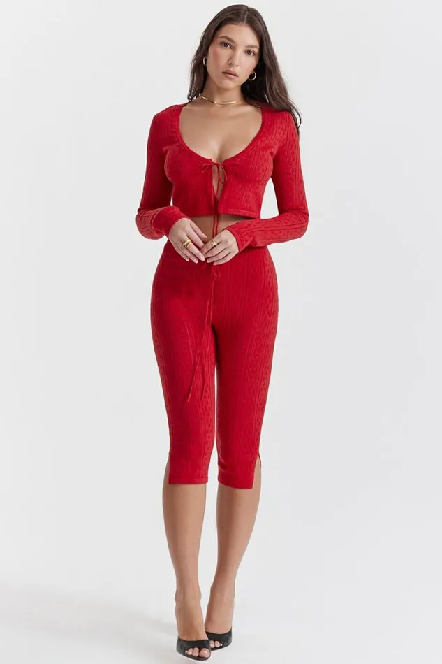 Women Abigail Cherry Knit Capri Trousers House Of CB Bottoms