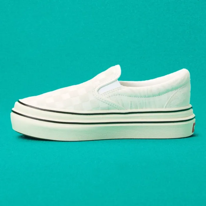 Women Classics Shoes Vans Mixed Media Super ComfyCush SlipOn Antique WhiteBlack Women Classics Shoes Vans Mixed Media Super ComfyCush SlipOn Antique WhiteBlack