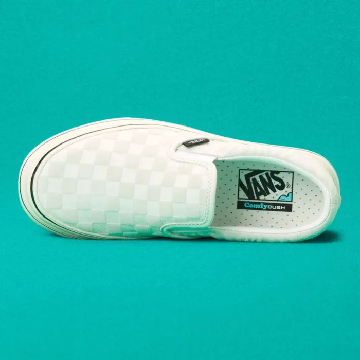 Women Classics Shoes Vans Mixed Media Super ComfyCush SlipOn Antique WhiteBlack Women Classics Shoes Vans Mixed Media Super ComfyCush SlipOn Antique WhiteBlack