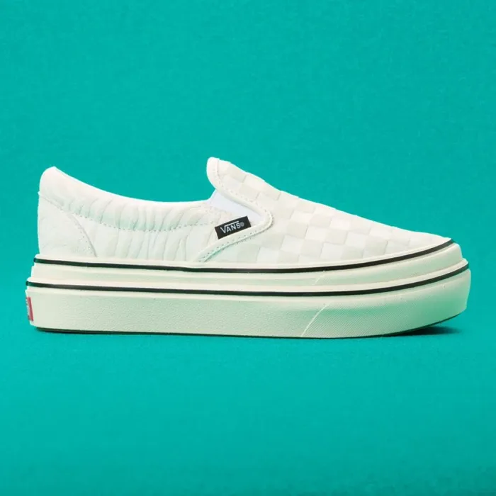 Women Classics Shoes Vans Mixed Media Super ComfyCush SlipOn Antique WhiteBlack Women Classics Shoes Vans Mixed Media Super ComfyCush SlipOn Antique WhiteBlack