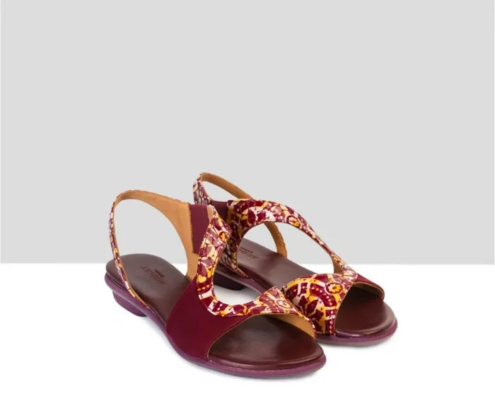 Women Flat Audley Shoes Flat Leather Sandal Valli Print