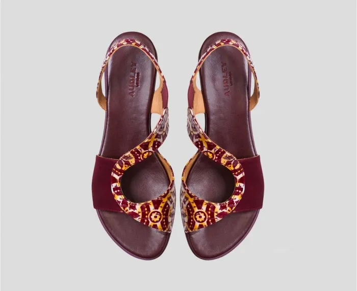 Women Flat Audley Shoes Flat Leather Sandal Valli Print