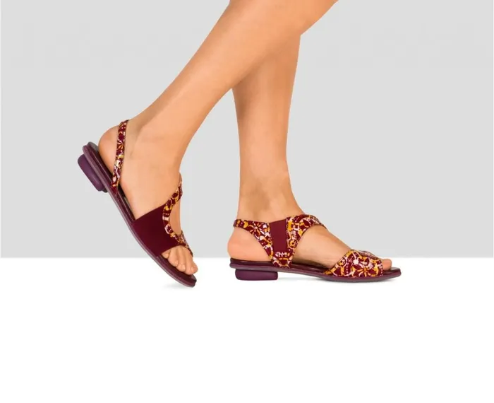 Women Flat Audley Shoes Flat Leather Sandal Valli Print