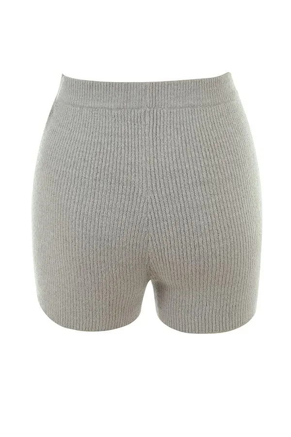 Women Grounded Grey Knit High Waist Shorts House Of CB Bottoms Women Grounded Grey Knit High Waist Shorts House Of CB Bottoms