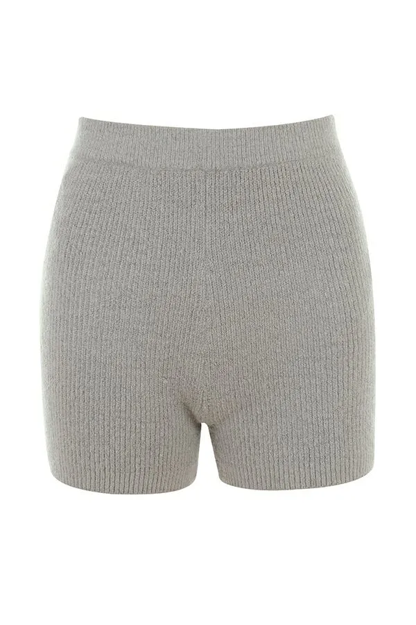 Women Grounded Grey Knit High Waist Shorts House Of CB Bottoms Women Grounded Grey Knit High Waist Shorts House Of CB Bottoms