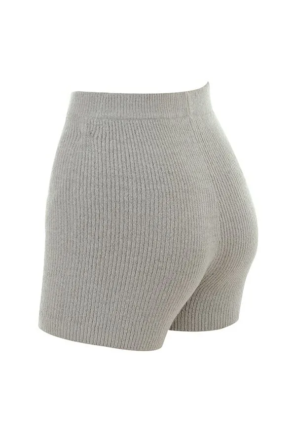 Women Grounded Grey Knit High Waist Shorts House Of CB Bottoms Women Grounded Grey Knit High Waist Shorts House Of CB Bottoms