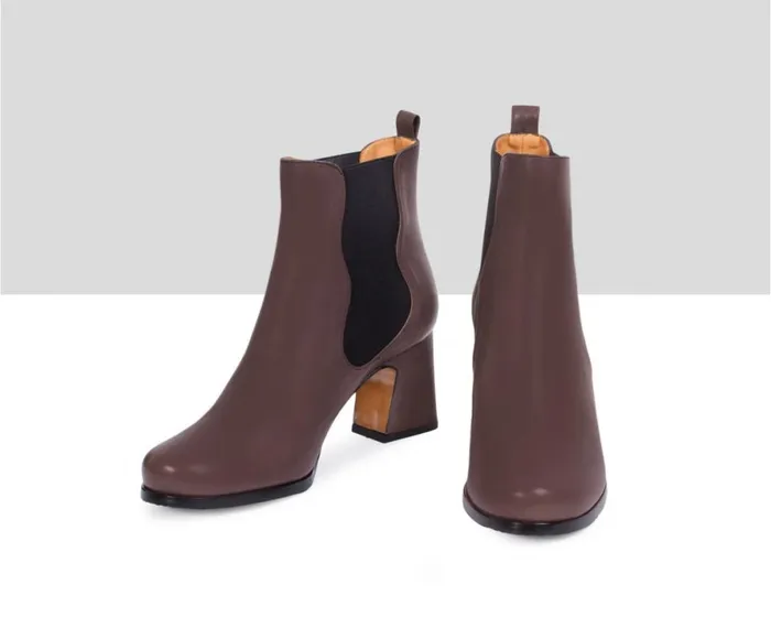 Women High Heel Audley Shoes High Heel Leather Booties Ceferina Brown