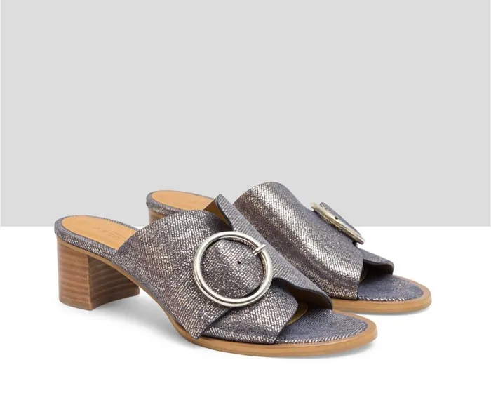 Women Medium Heel Audley Shoes Medium Heel Leather Sandal Laia Blue