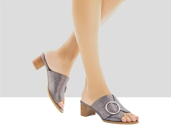 Women Medium Heel Audley Shoes Medium Heel Leather Sandal Laia Blue