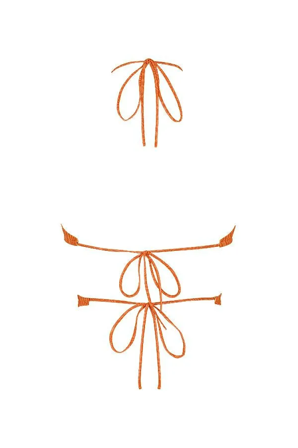 Women VACAY MODE MISTRESS ROCKS ORANGE HALTER NECK CROP TOP House Of CB Tops