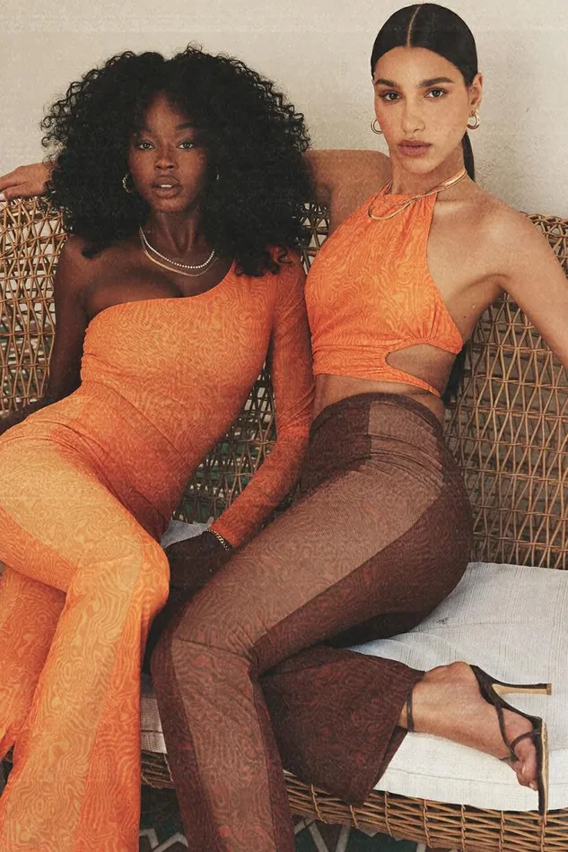 Women VACAY MODE MISTRESS ROCKS ORANGE HALTER NECK CROP TOP House Of CB Tops