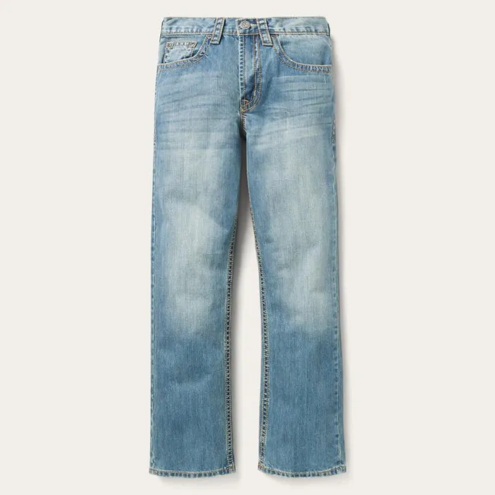 1520 Fit Light Wash Jeans With Tacking Blue Men Stetson Modern Cut