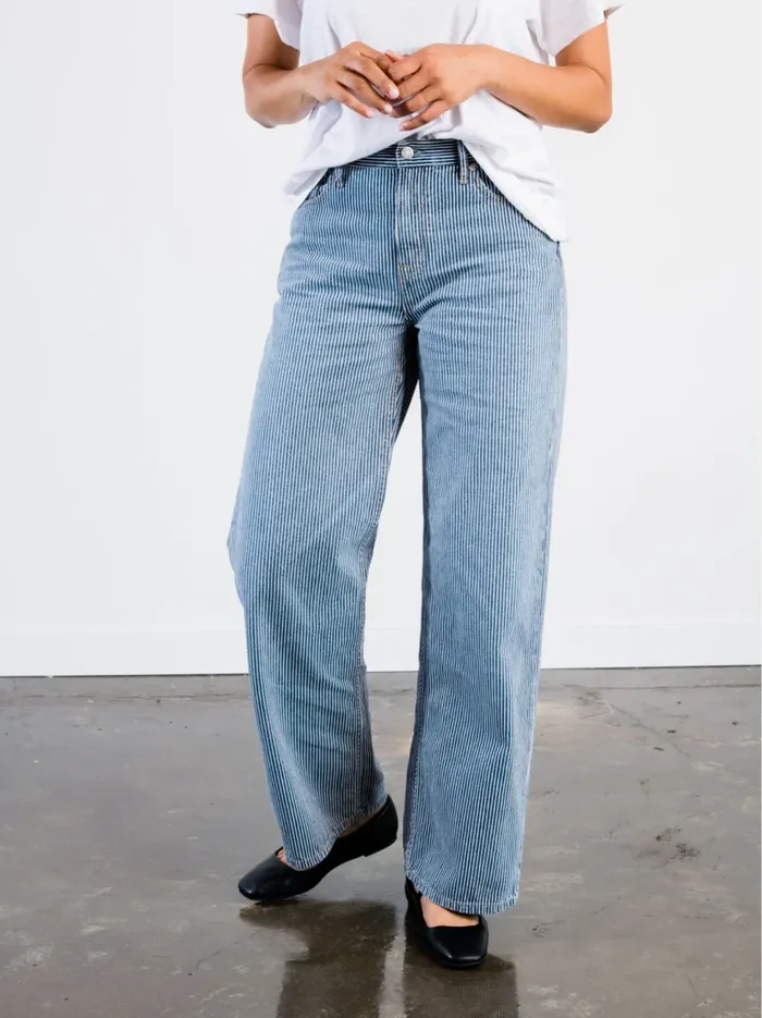 Able Elaine Wide Leg Jean Railroad Stripe Wash Women Denim