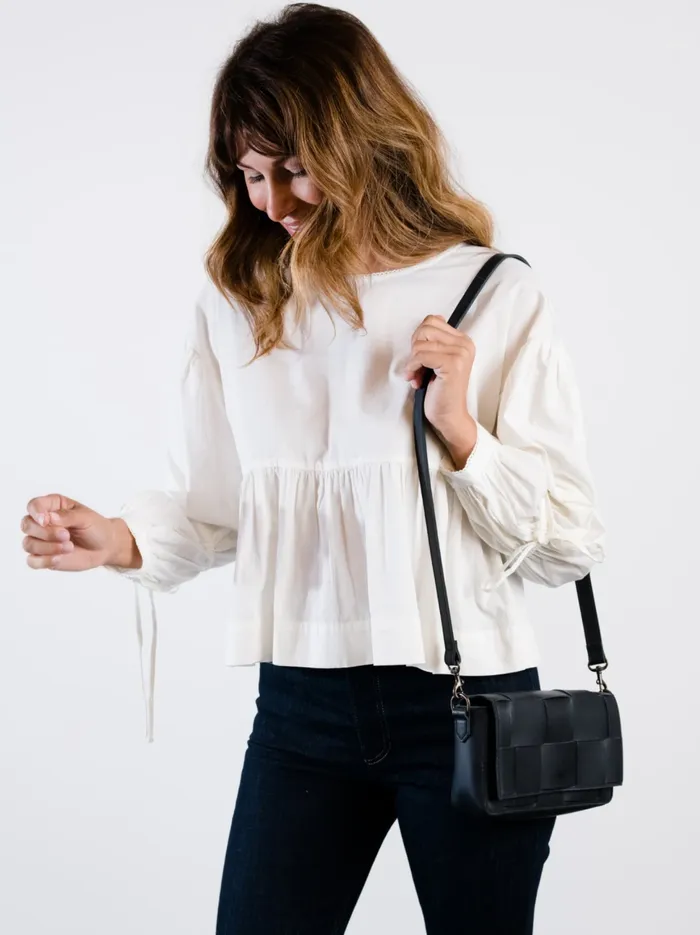 Able Mini Flap Woven Crossbody Black Women Crossbody Bags